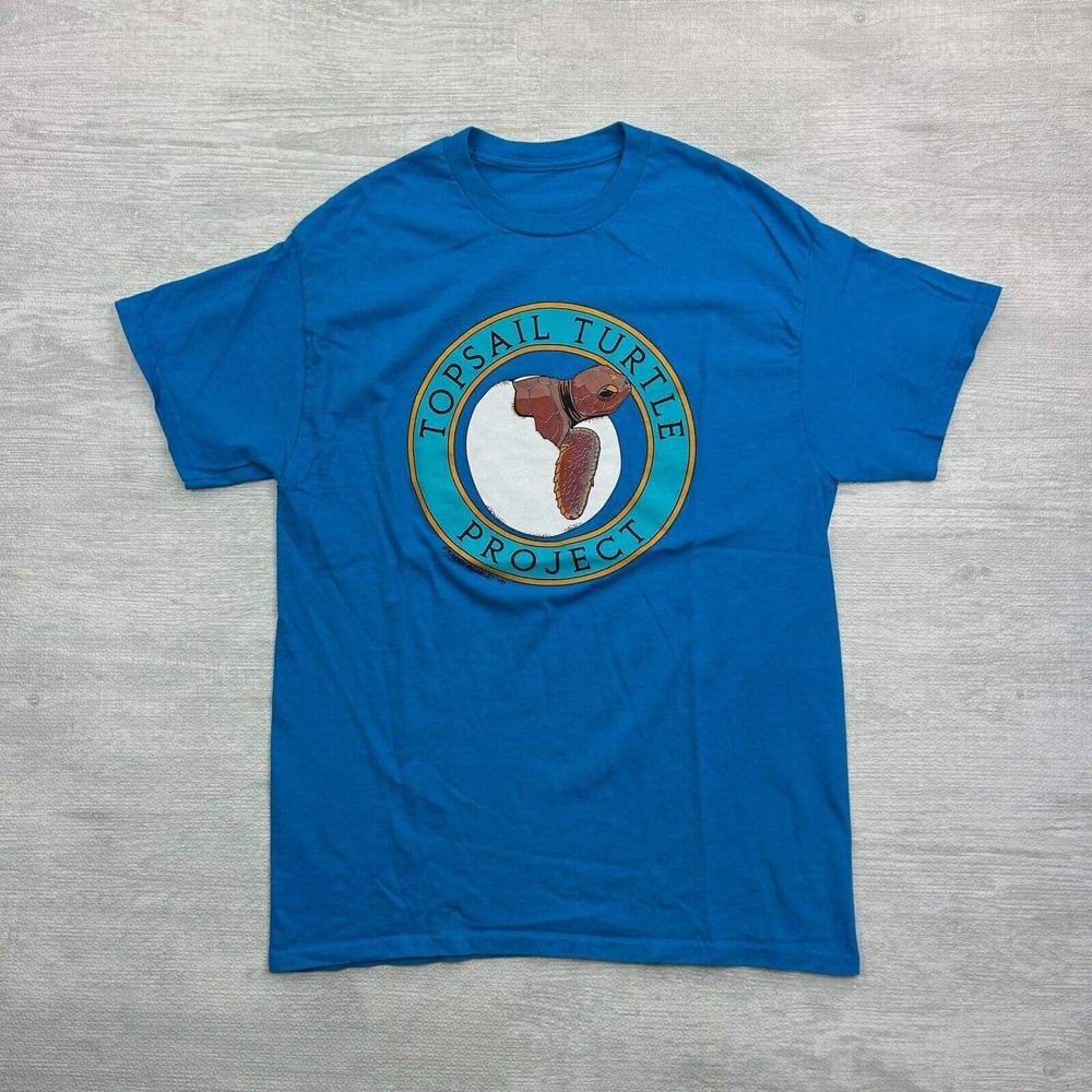 Vintage Topsail Turtle Project Shirt Adult Small Blue Sea Turtle Rehabilitation